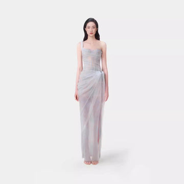 2025 Summer Light Yarn Slinged Dress Dress Dress Salt Mesh Dress Seaside